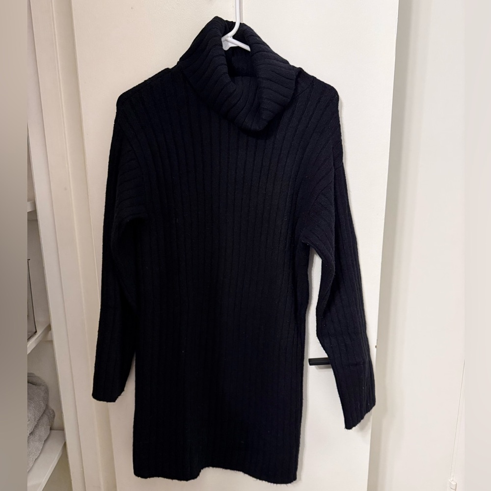 Abercrombie & Fitch Black Ribbed Turtleneck Sweater Dress